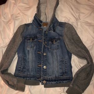 American eagle jean jacket hoodie